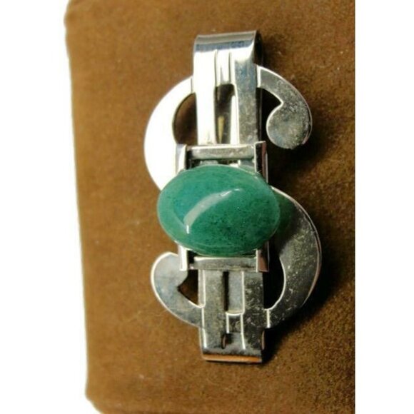 Green Dollar S Money Clip Silver Tone Cash Holder Wallet Credit Card ID - Picture 3 of 9
